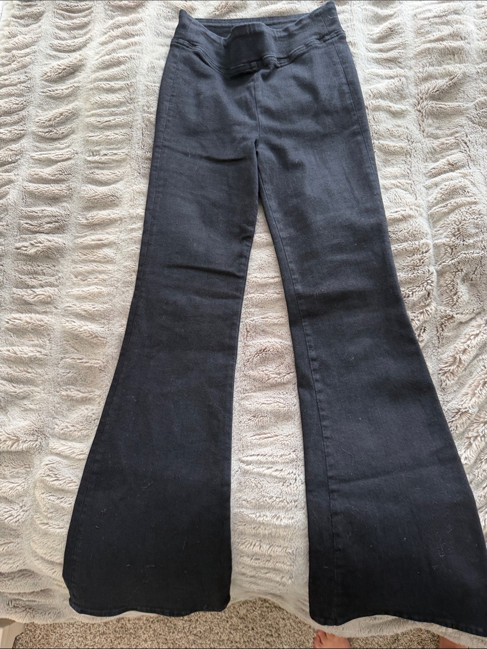 Frame Denim Black Flared High-Rise Wide-Leg Jeans